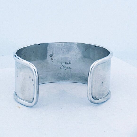 Vintage Estate Sterling Silver 925 Wide Cuff Bracelet w/ Lapis & Malachite 41g - Picture 4 of 13